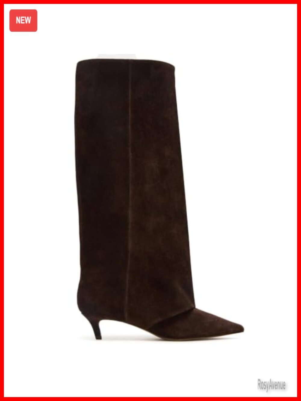 Suede Knee High Boots Pointed Toe Kitten Heel Pull On Women's